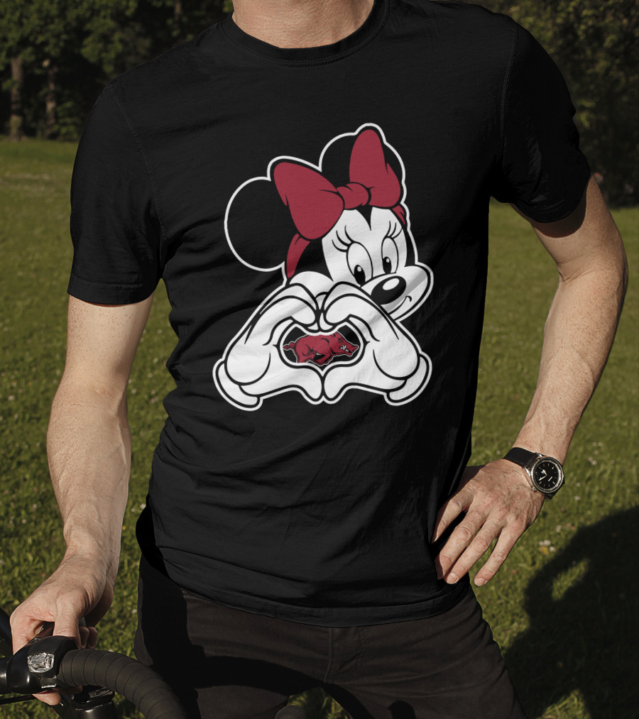 Minnie Mouse Heart Hands Arkansas Razorbacks T-Shirt