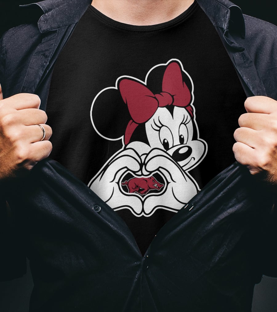Minnie Mouse Heart Hands Arkansas Razorbacks T-Shirt