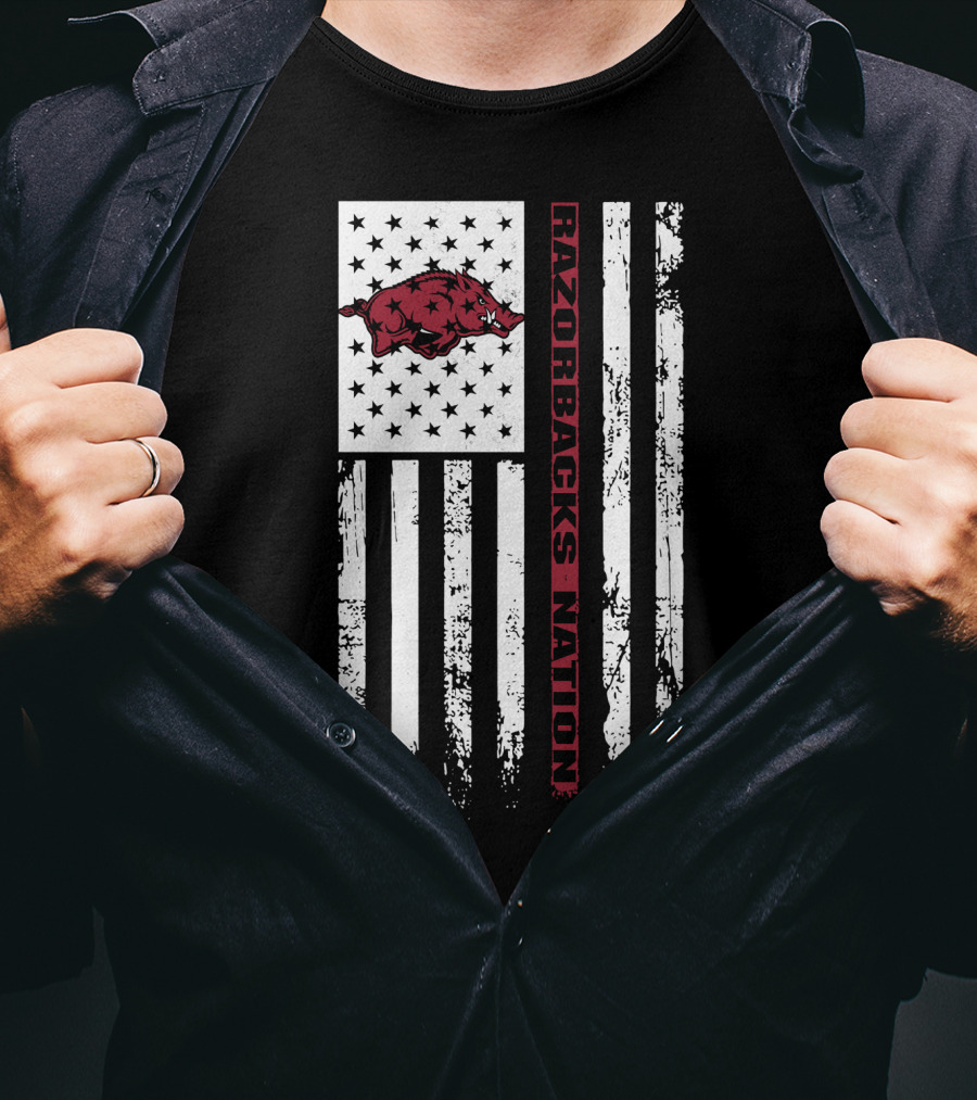 Razorbacks Nation Arkansas Razorbacks Flag Stars And Stripes T-Shirt