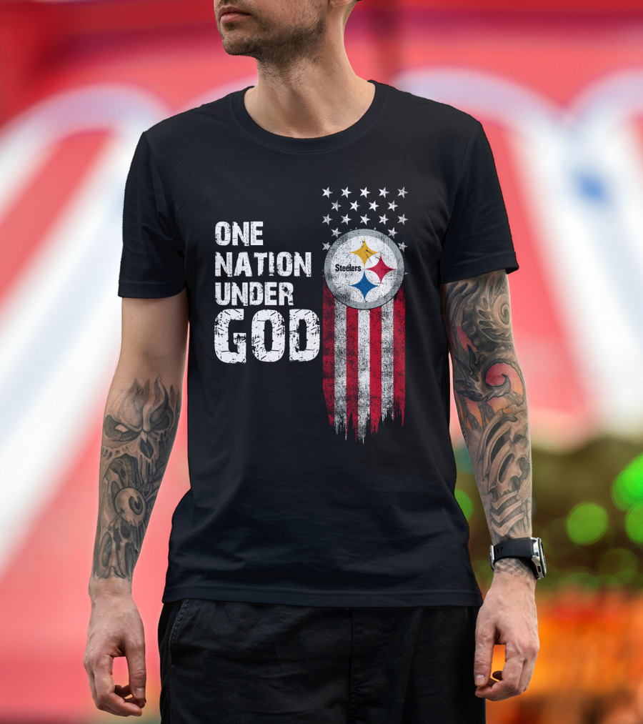 One Nation Under God Pittsburgh Steelers Flag Stars T-Shirt