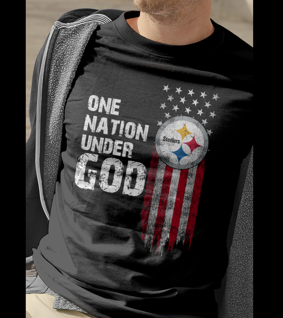 One Nation Under God Pittsburgh Steelers Flag Stars T-Shirt