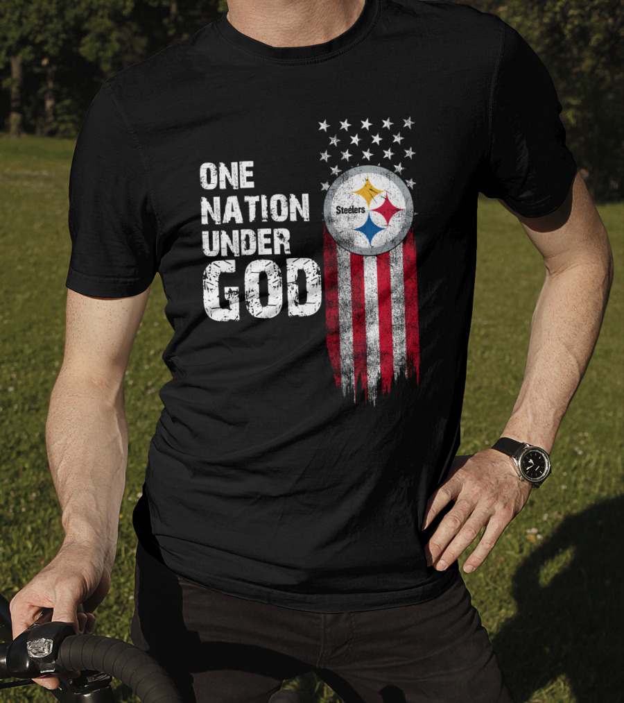 One Nation Under God Pittsburgh Steelers Flag Stars T-Shirt