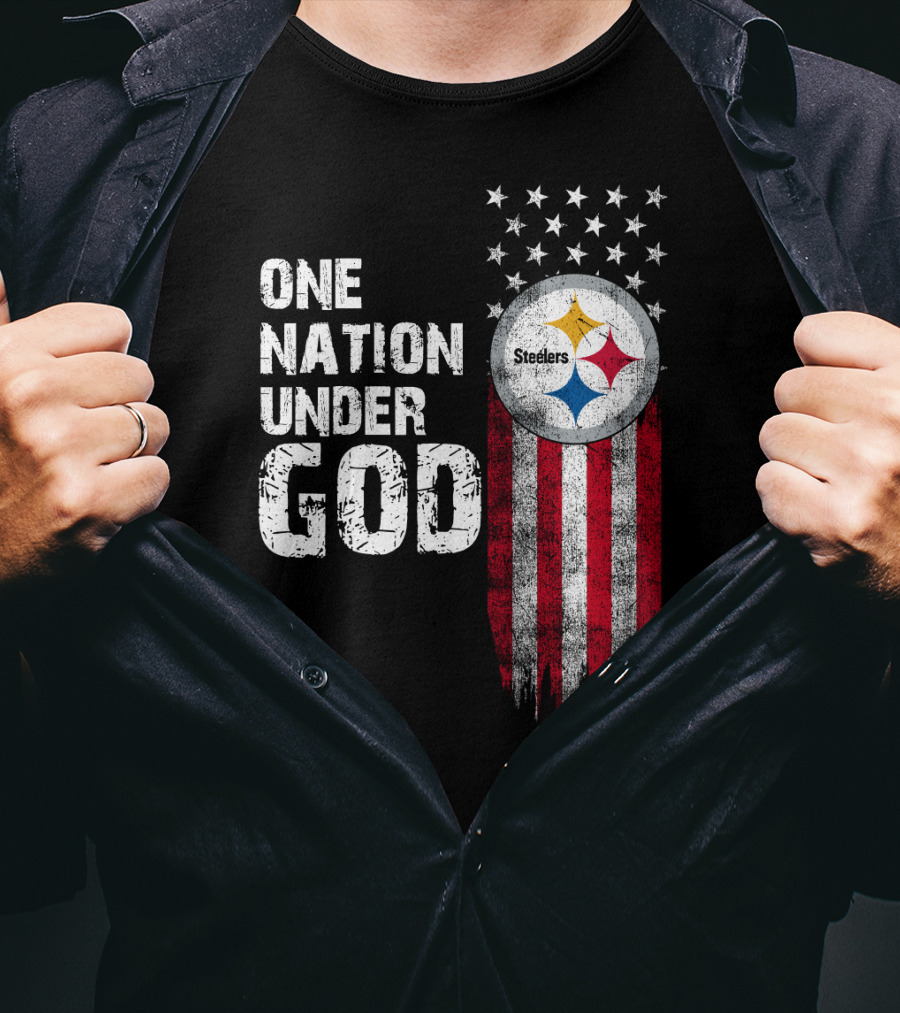 One Nation Under God Pittsburgh Steelers Flag Stars T-Shirt