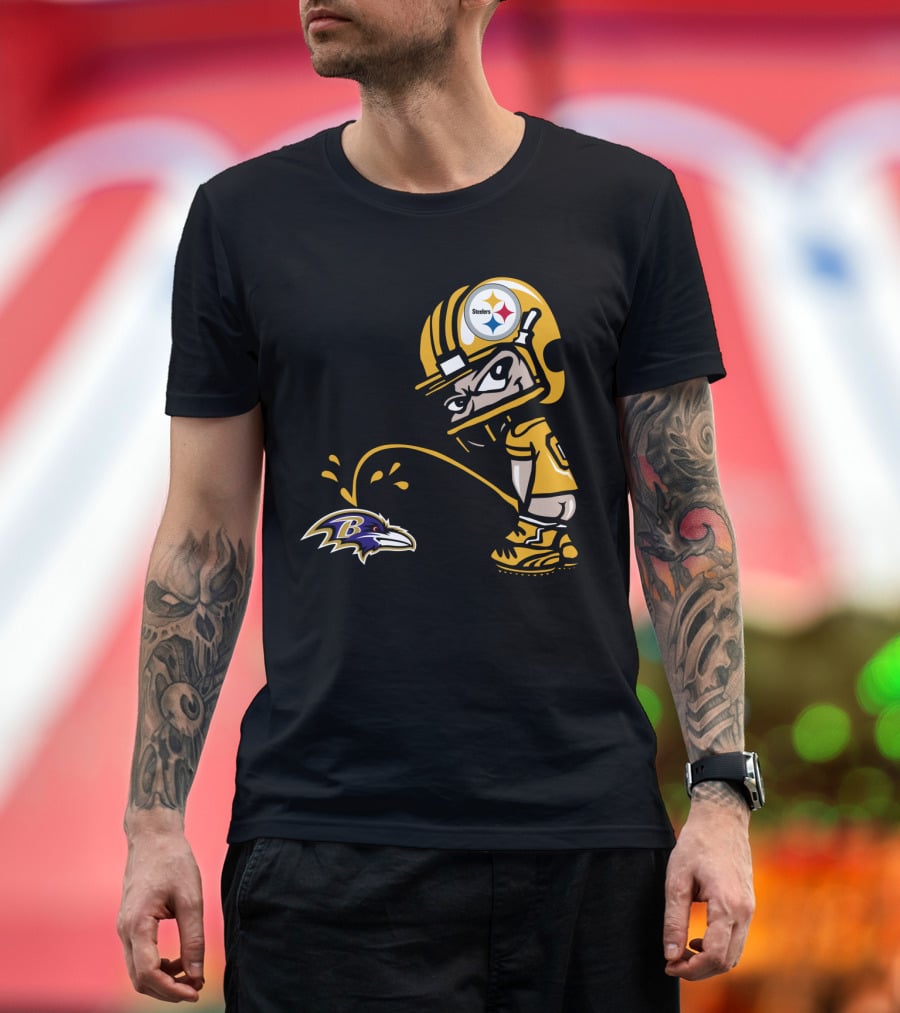 Pittsburgh Steelers Fan And Baltimore Ravens Rivalry Cartoon T-Shirt