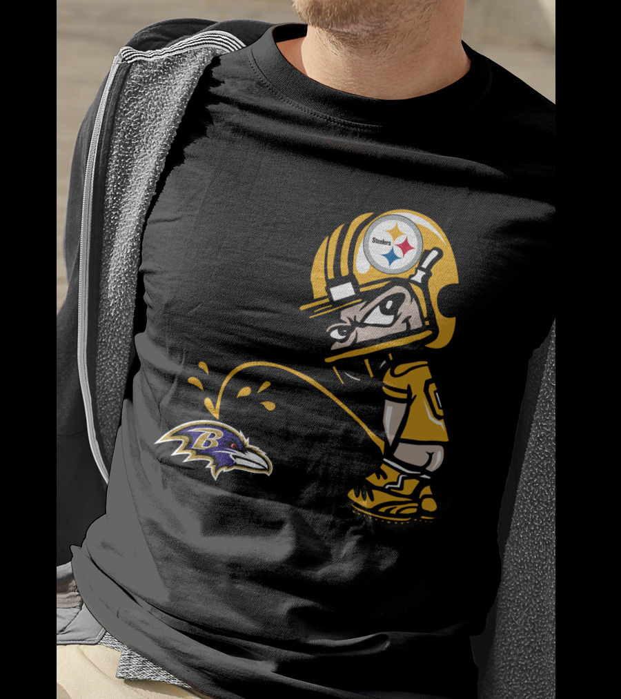 Pittsburgh Steelers Fan And Baltimore Ravens Rivalry Cartoon T-Shirt
