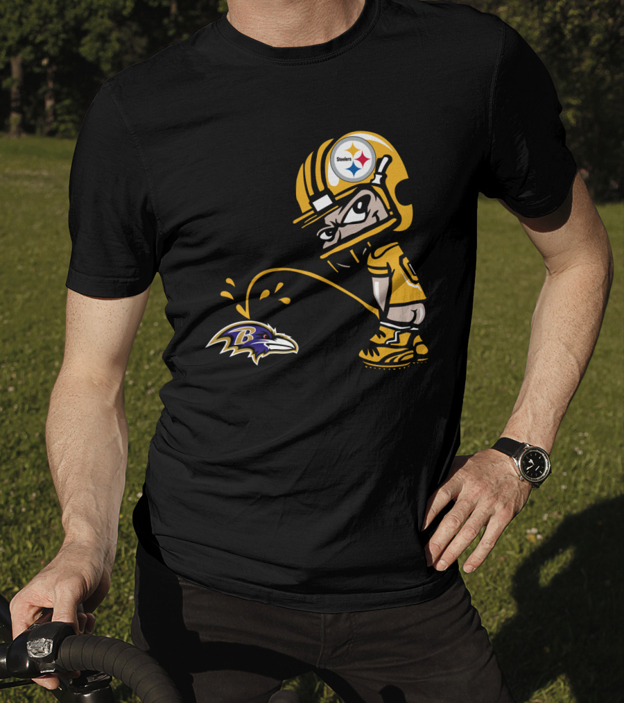 Pittsburgh Steelers Fan And Baltimore Ravens Rivalry Cartoon T-Shirt