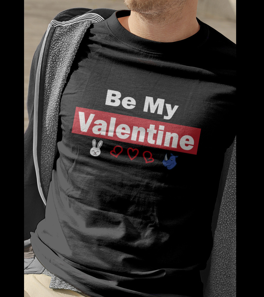 Be My Valentine Bunny Heart Rhino Valentine's Day T-Shirt