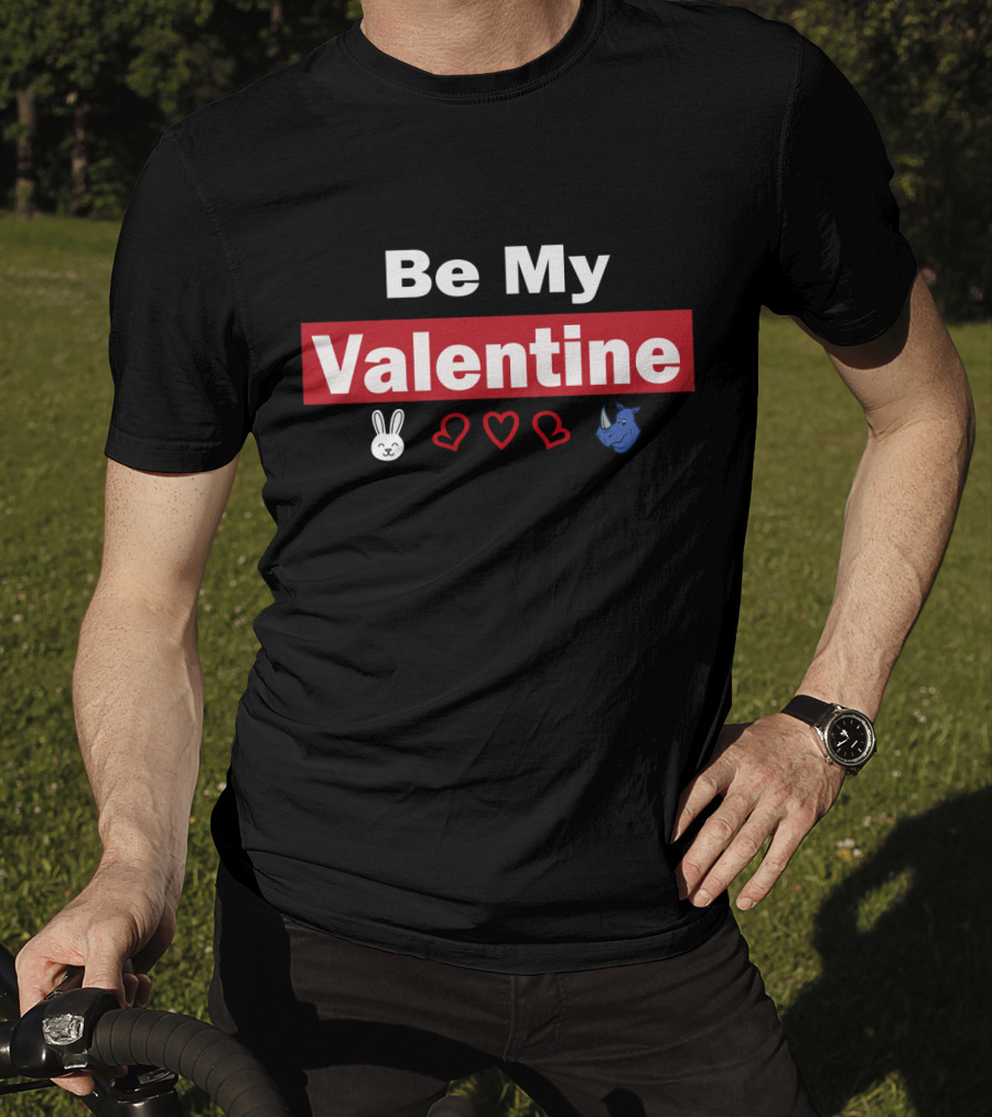 Be My Valentine Bunny Heart Rhino Valentine's Day T-Shirt
