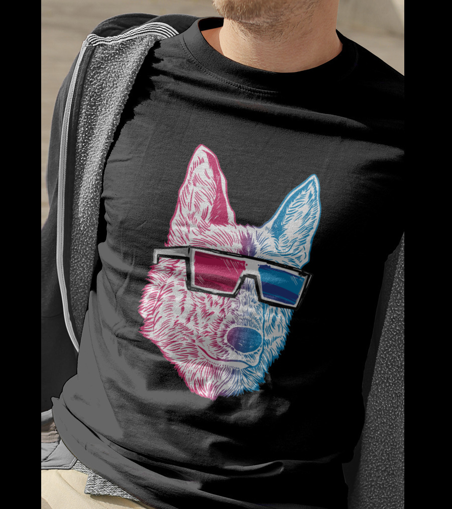 3D K9 Anaglyph Glasses Dog T-Shirt