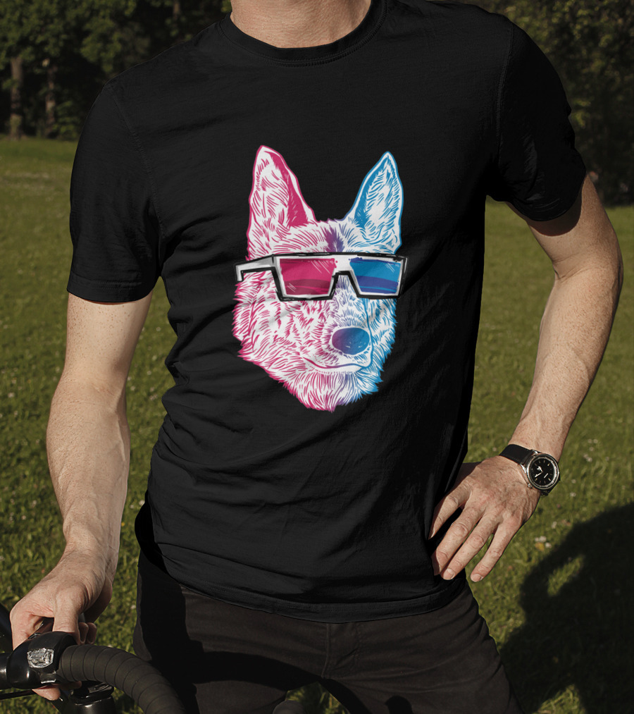 3D K9 Anaglyph Glasses Dog T-Shirt