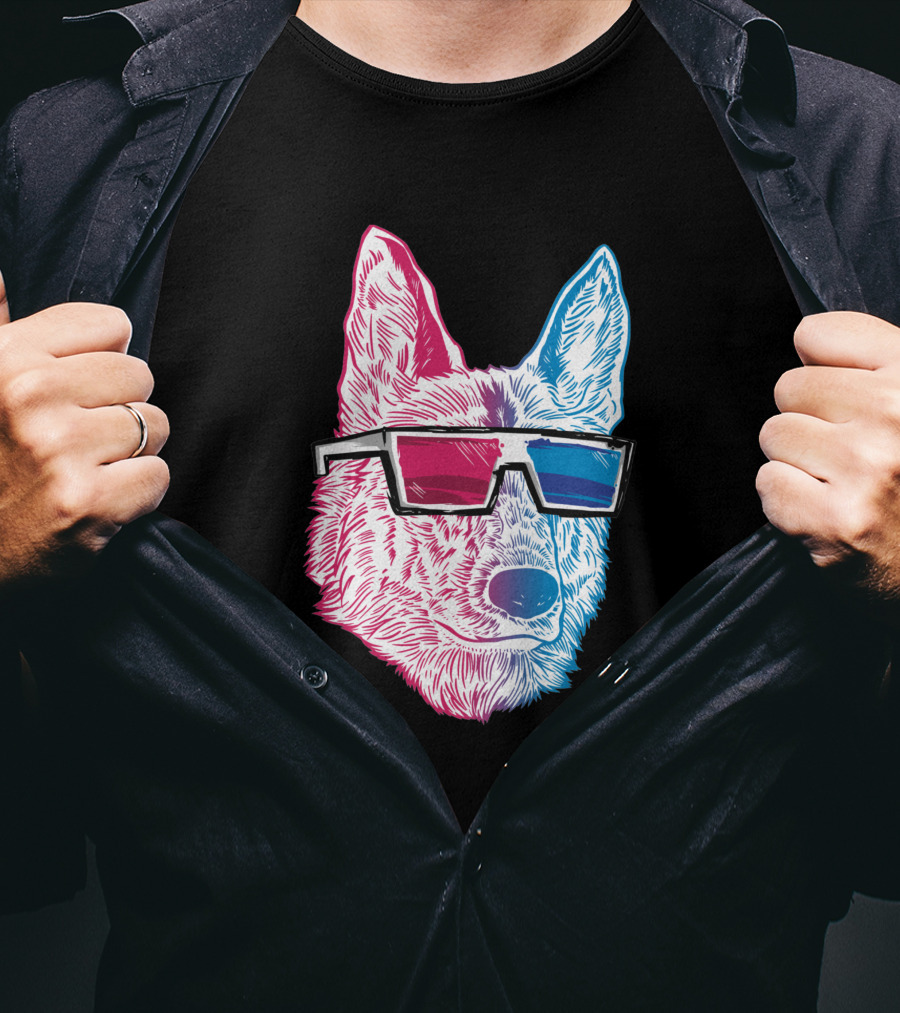 3D K9 Anaglyph Glasses Dog T-Shirt