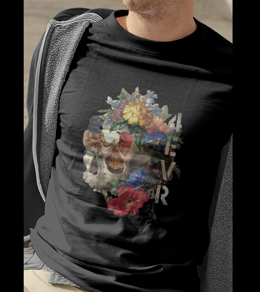 4Evr Skull Floral Bird Mask Art 1481945 T-Shirt