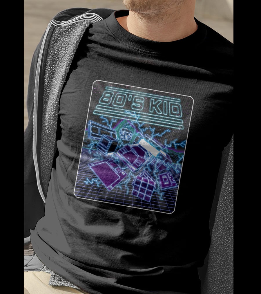 80'S Kid Retro Technology Neon Grid Nostalgia T-Shirt