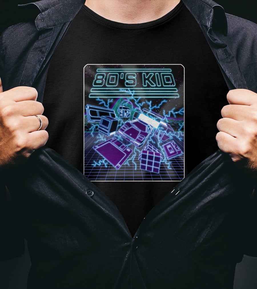 80'S Kid Retro Technology Neon Grid Nostalgia T-Shirt