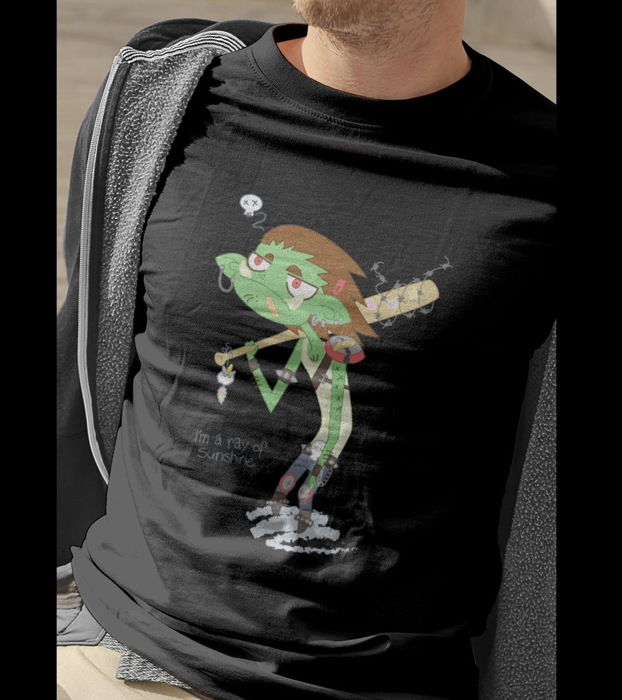 I'm A Ray Of Sunshine Happy Green Fellow Baseball Bat Cartoon Character T-Shirt