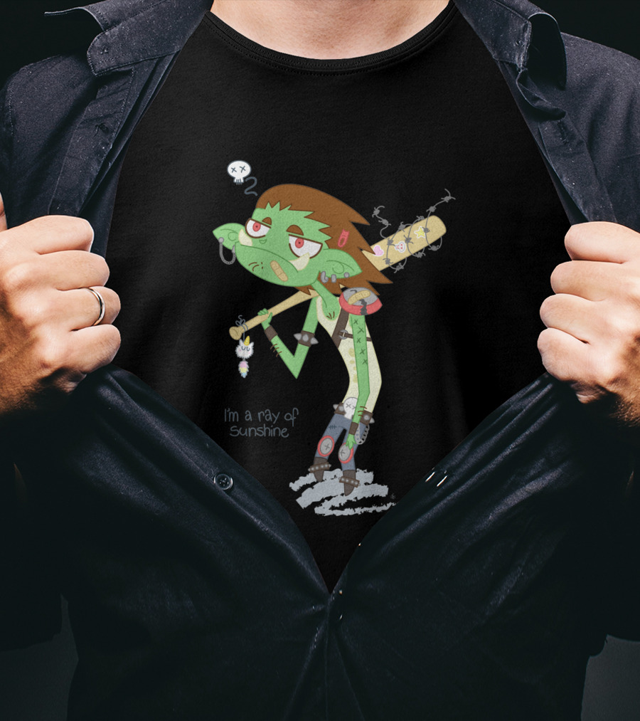 I'm A Ray Of Sunshine Happy Green Fellow Baseball Bat Cartoon Character T-Shirt