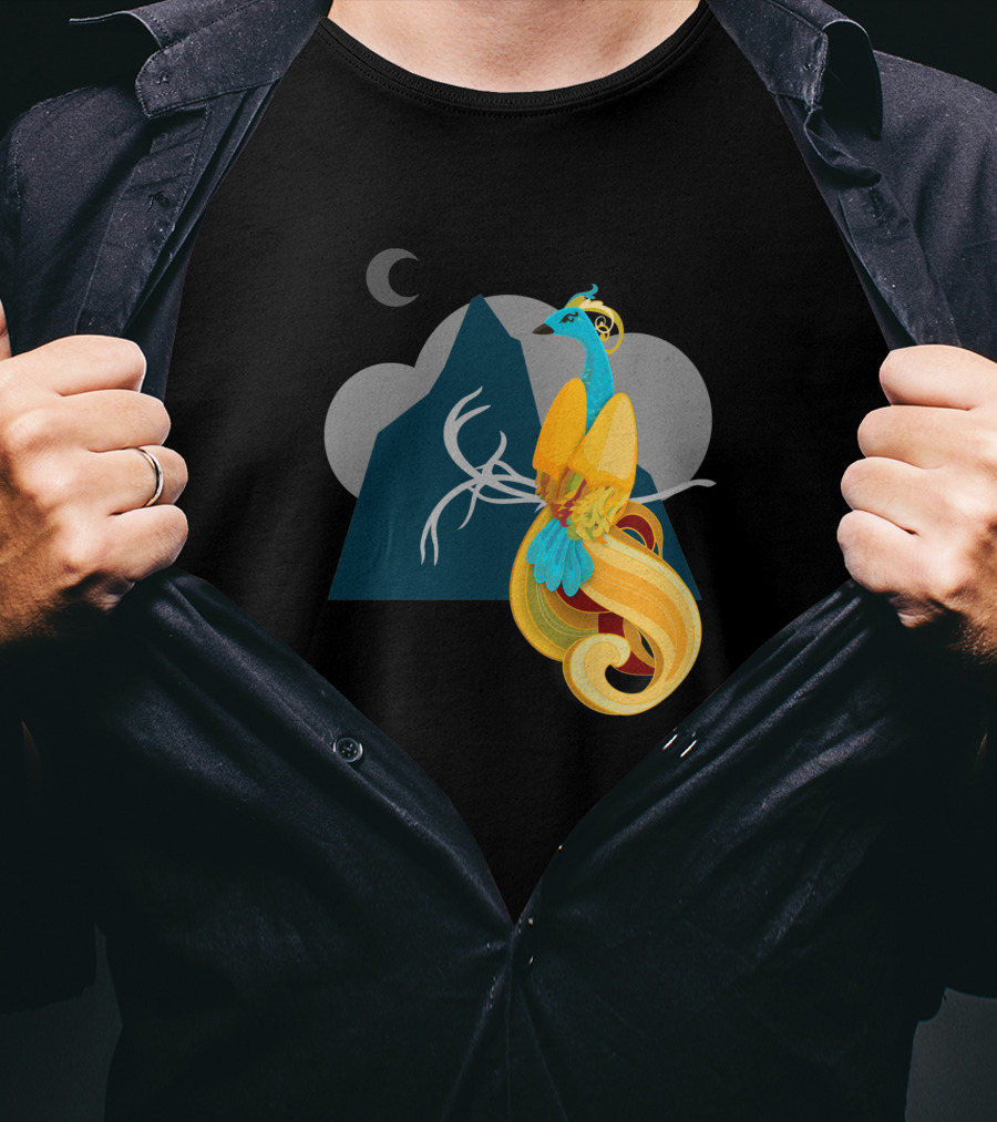 Ibong Adarna Majestic Mountain Moon Scene T-Shirt