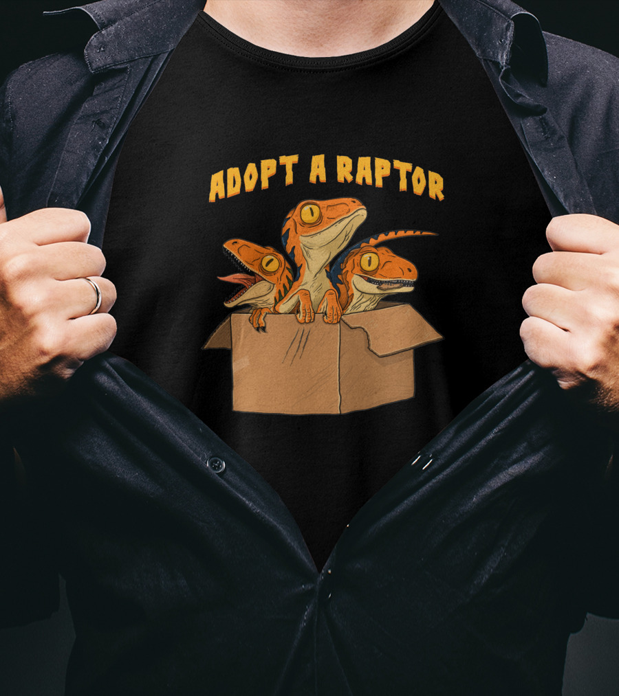 Adopt A Raptor Cute Baby Dinosaurs In Box T-Shirt