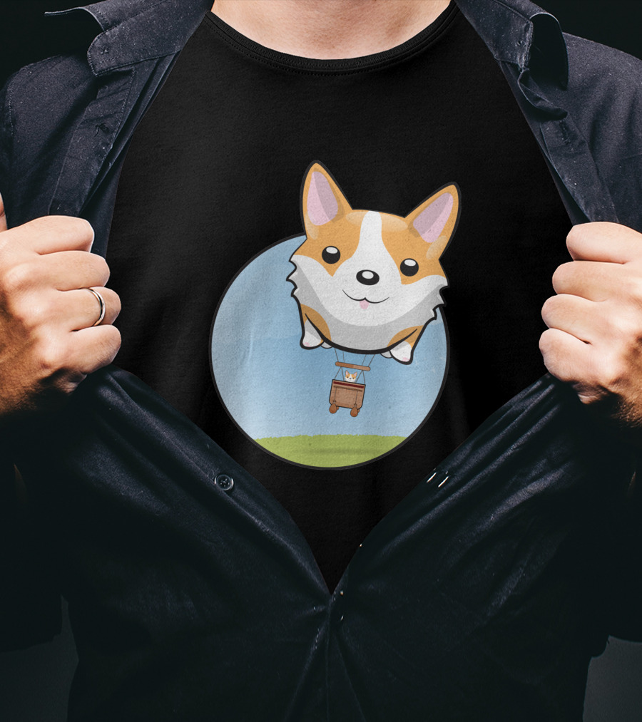 Corgi Adventure With Balloon Basket Joyride T-Shirt