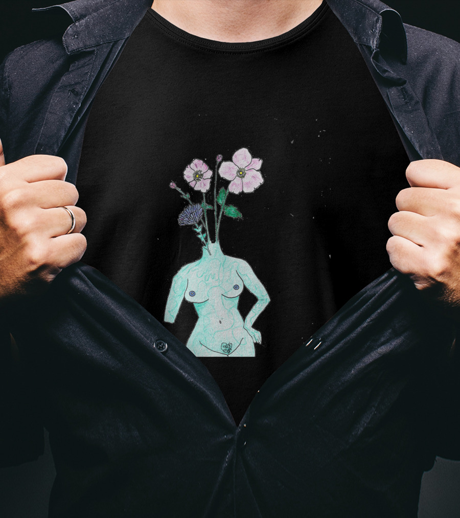 Alien Anemone Flower Head Surreal Floral Body T-Shirt