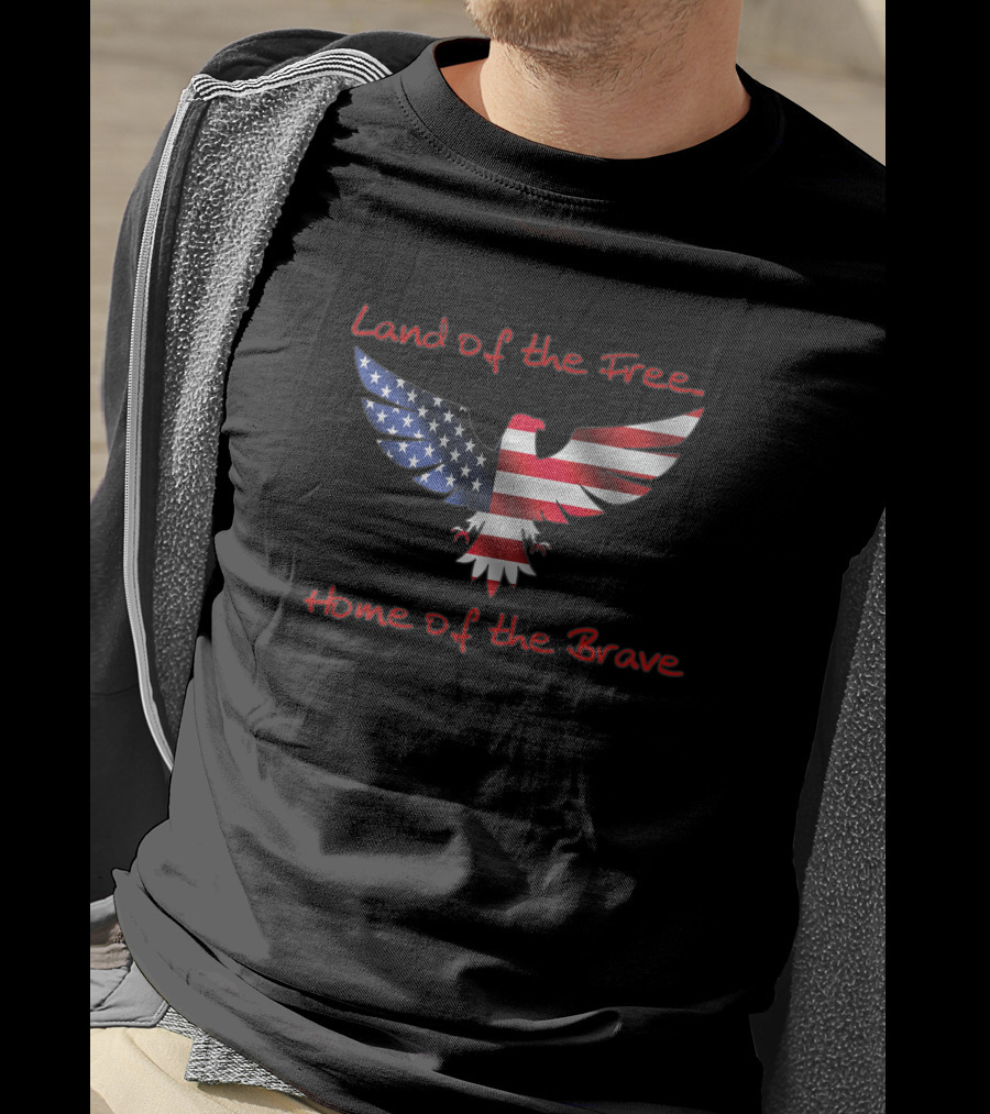 Land Of The Free Home Of The Brave American Flag Eagle 132336 T-Shirt
