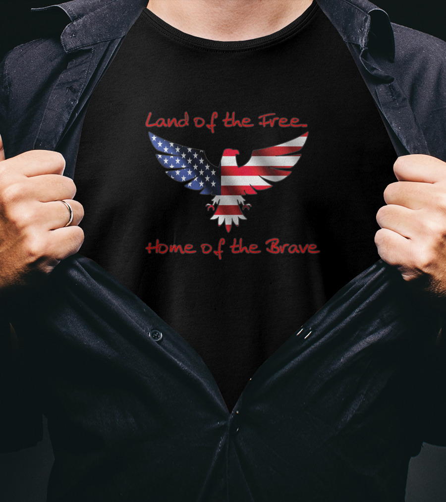 Land Of The Free Home Of The Brave American Flag Eagle 132336 T-Shirt
