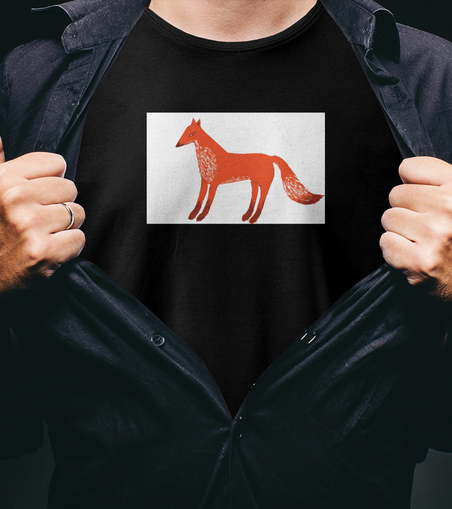 Angry Fox Illustration 589957 Fiery Red Drawing T-Shirt
