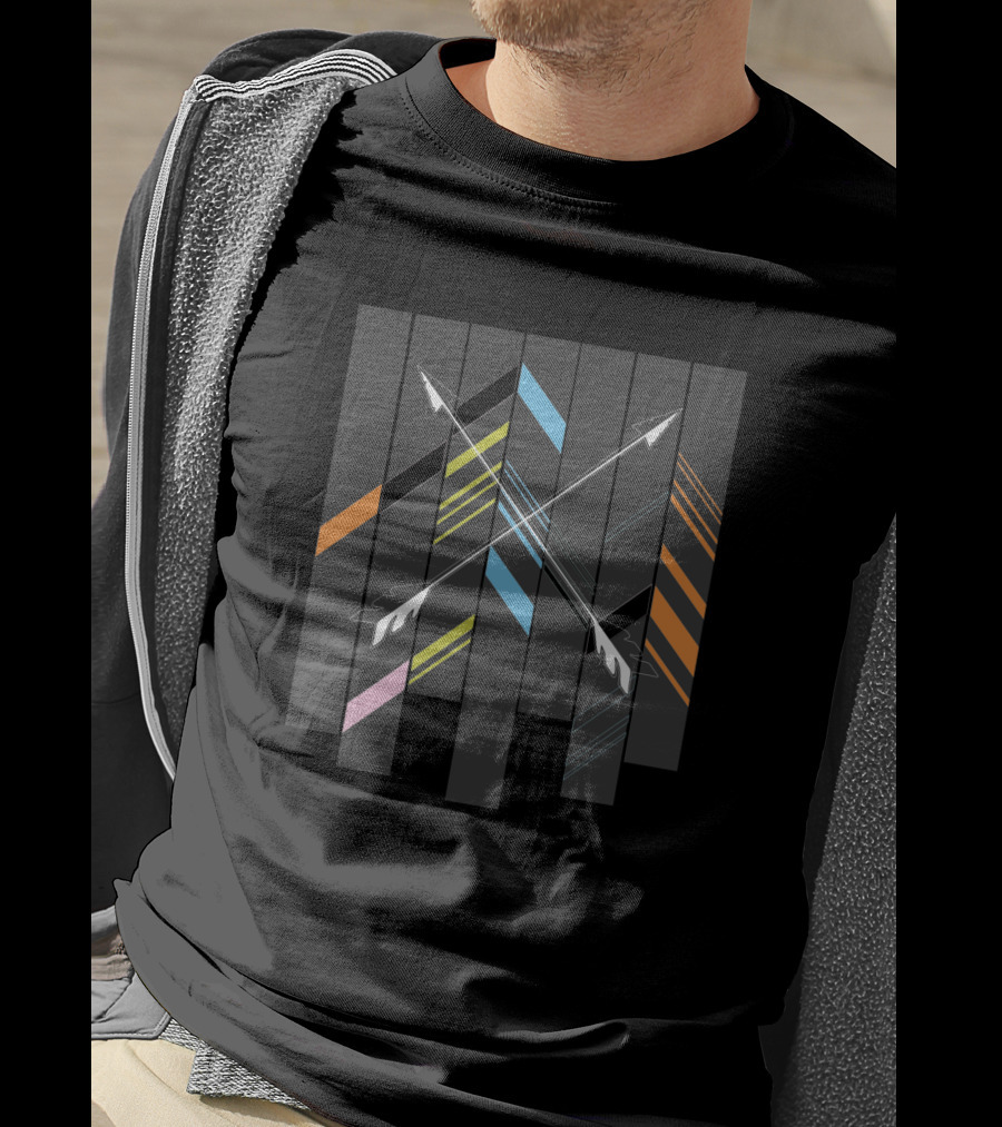 Arrows Crossing Over Colorful Striped 11423 T-Shirt