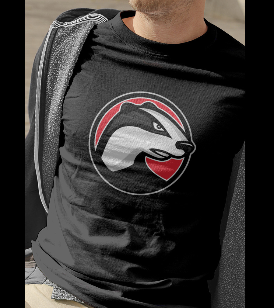 Badger Head Circle Mascot 1018637 Red And Black T-Shirt