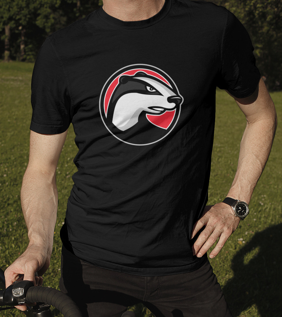 Badger Head Circle Mascot 1018637 Red And Black T-Shirt
