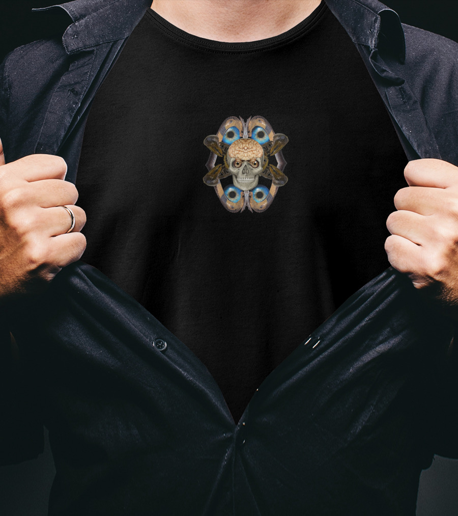 Altered State Skull With Brain And Butterfly Wings T-Shirt