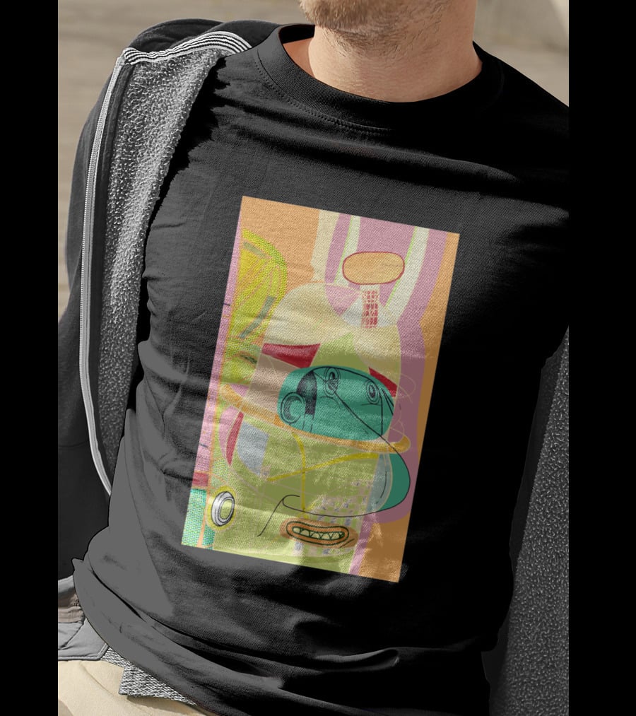 Another Fellow 37074 Abstract Geometric Face T-Shirt