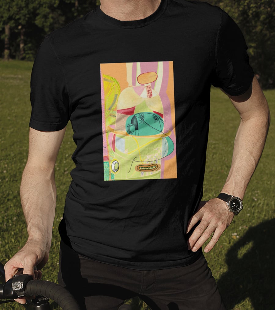 Another Fellow 37074 Abstract Geometric Face T-Shirt