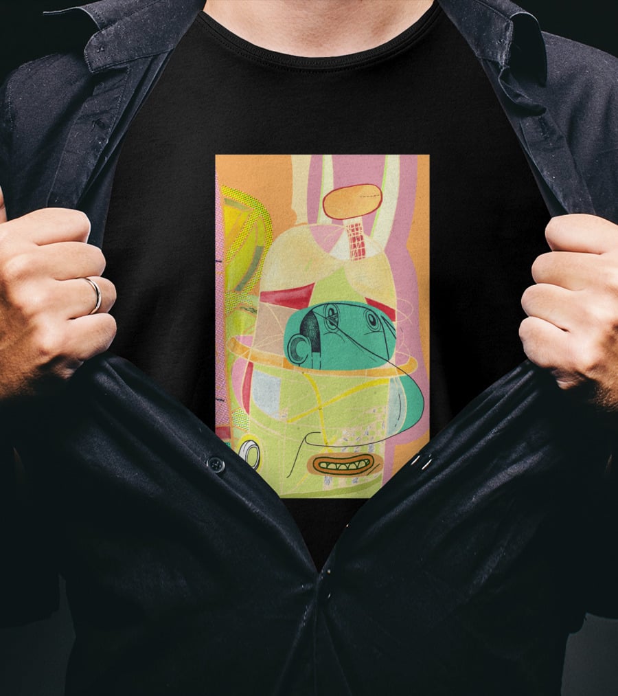 Another Fellow 37074 Abstract Geometric Face T-Shirt