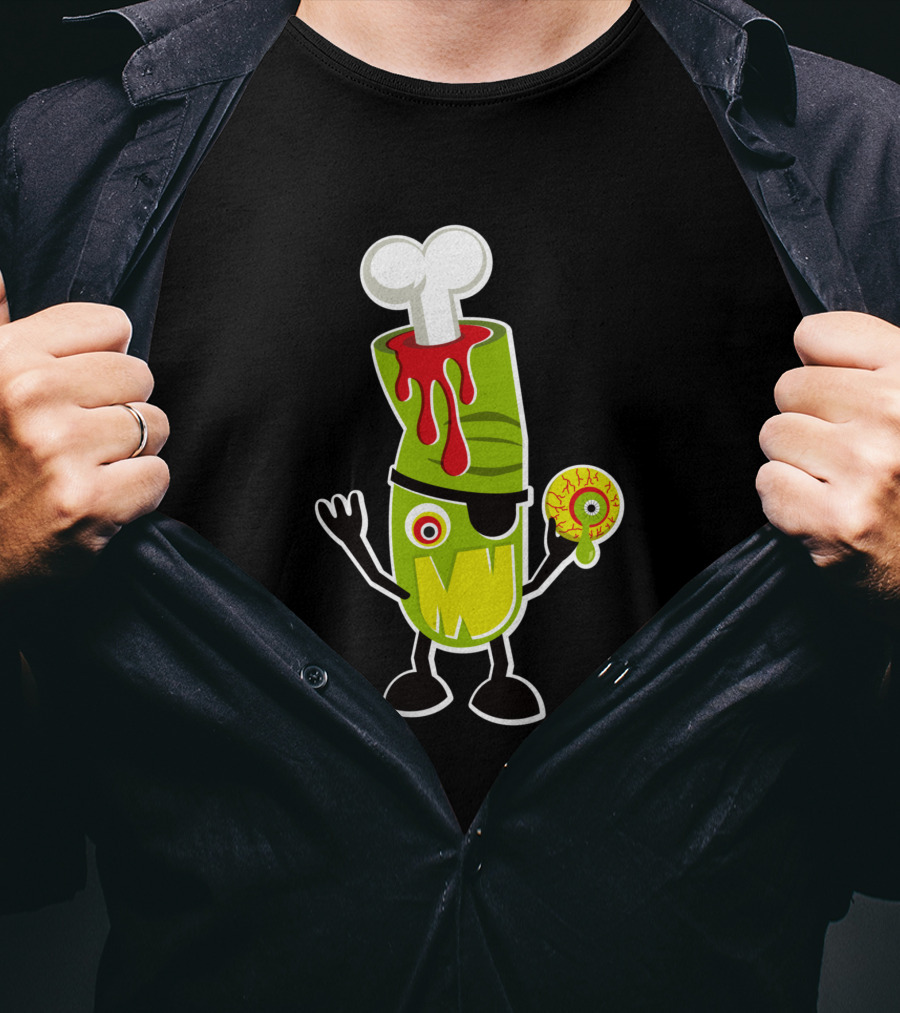 Bad Touch 29565 Zombie Pirate Monster With Bone And Eyeball T-Shirt