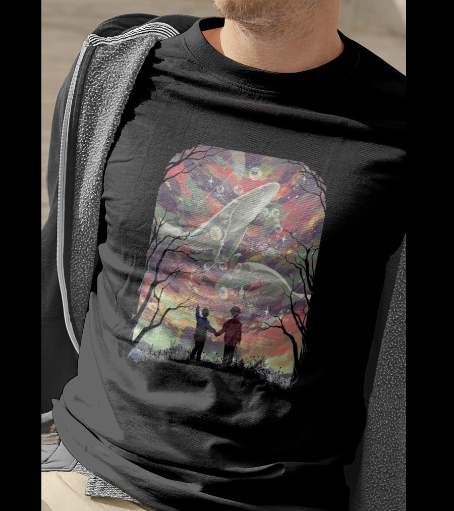 Balyena 658635 Cosmic Whales And Children Under A Starry Sky T-Shirt