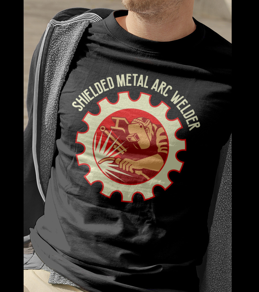 Shielded Metal Arc Welder Graphic With Welding Icon In Industrial Gear T-Shirt