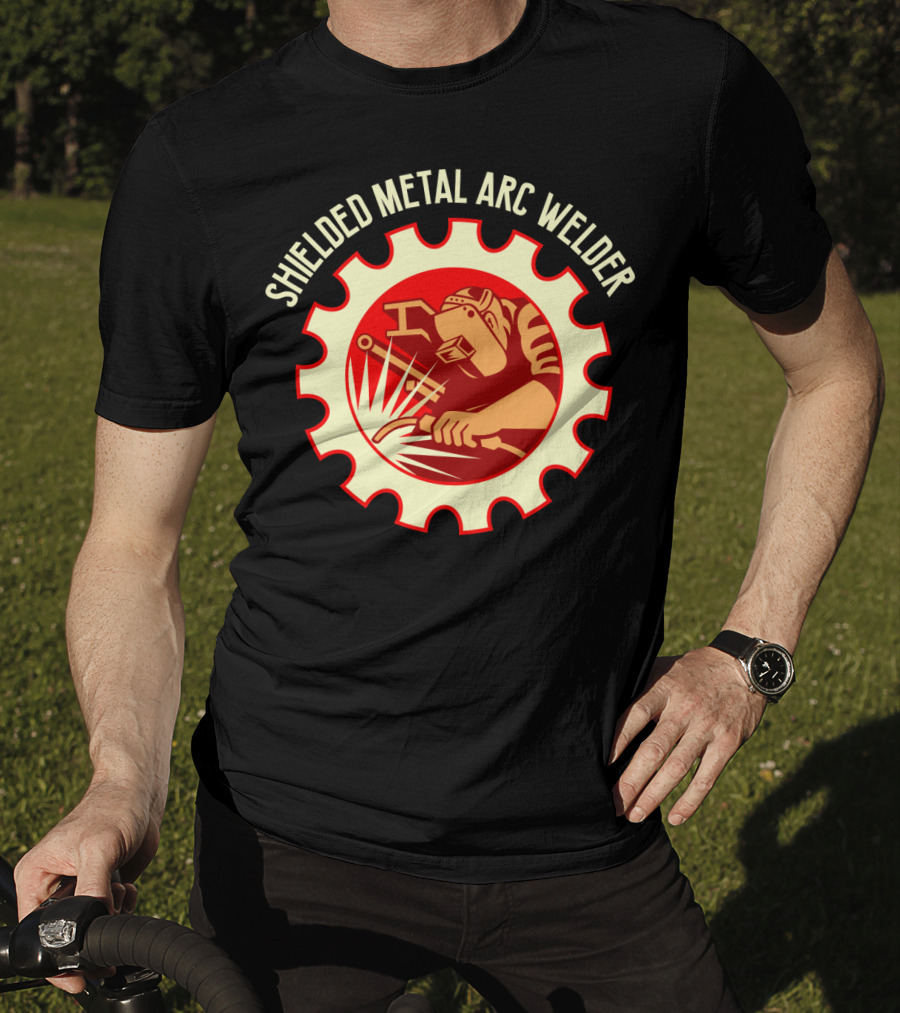 Shielded Metal Arc Welder Graphic With Welding Icon In Industrial Gear T-Shirt