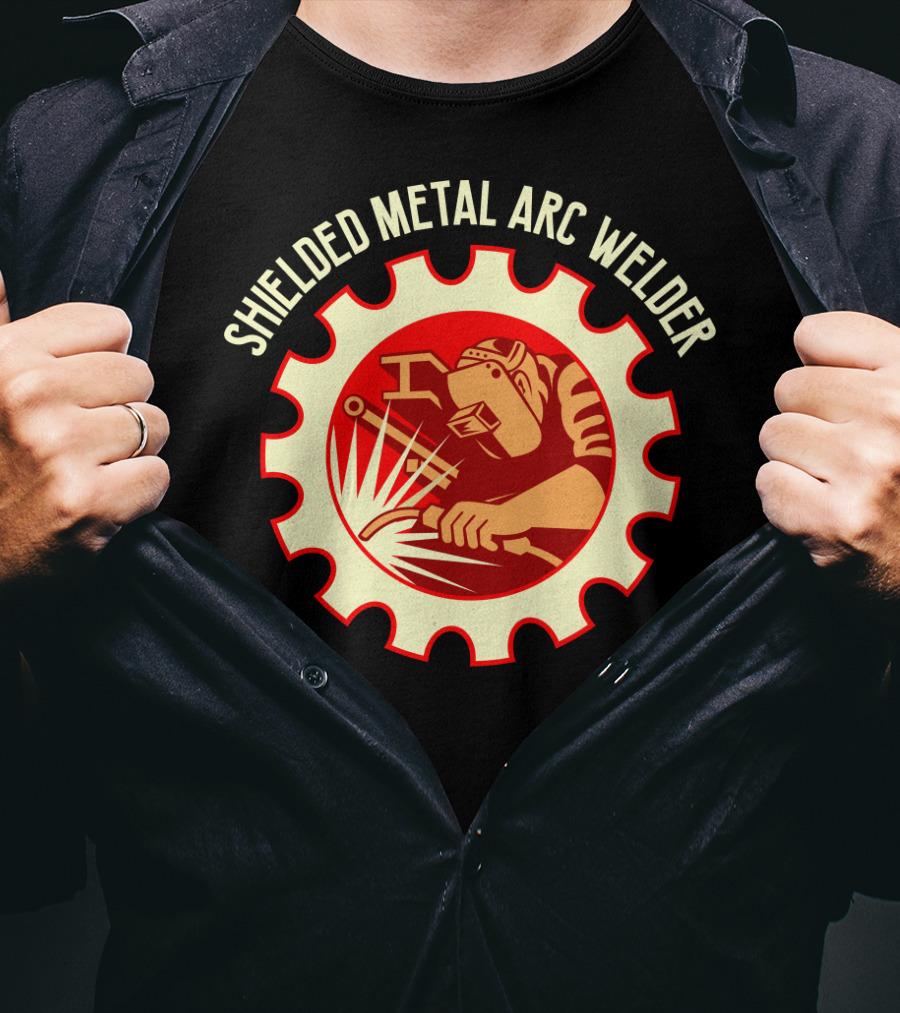 Shielded Metal Arc Welder Graphic With Welding Icon In Industrial Gear T-Shirt