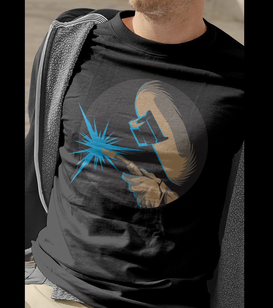 Metal Arc Welder Spark With Helmet And Glove Welding Engineer T-Shirt