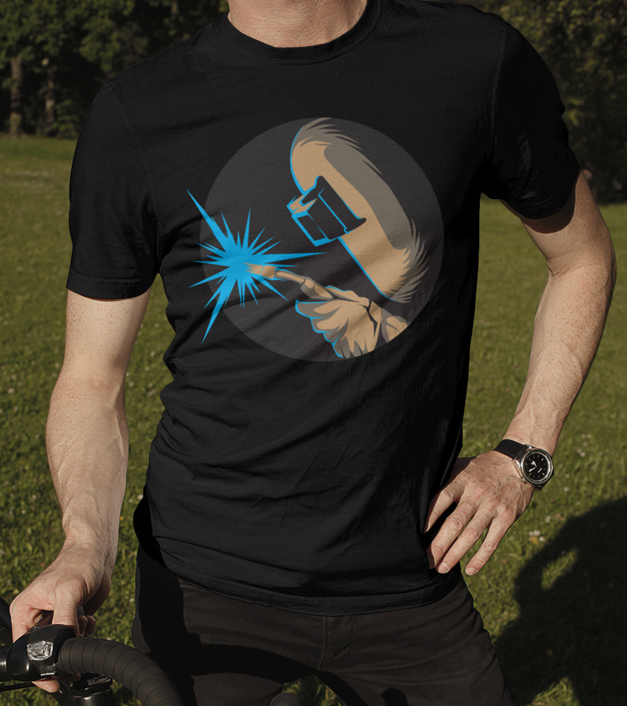 Metal Arc Welder Spark With Helmet And Glove Welding Engineer T-Shirt