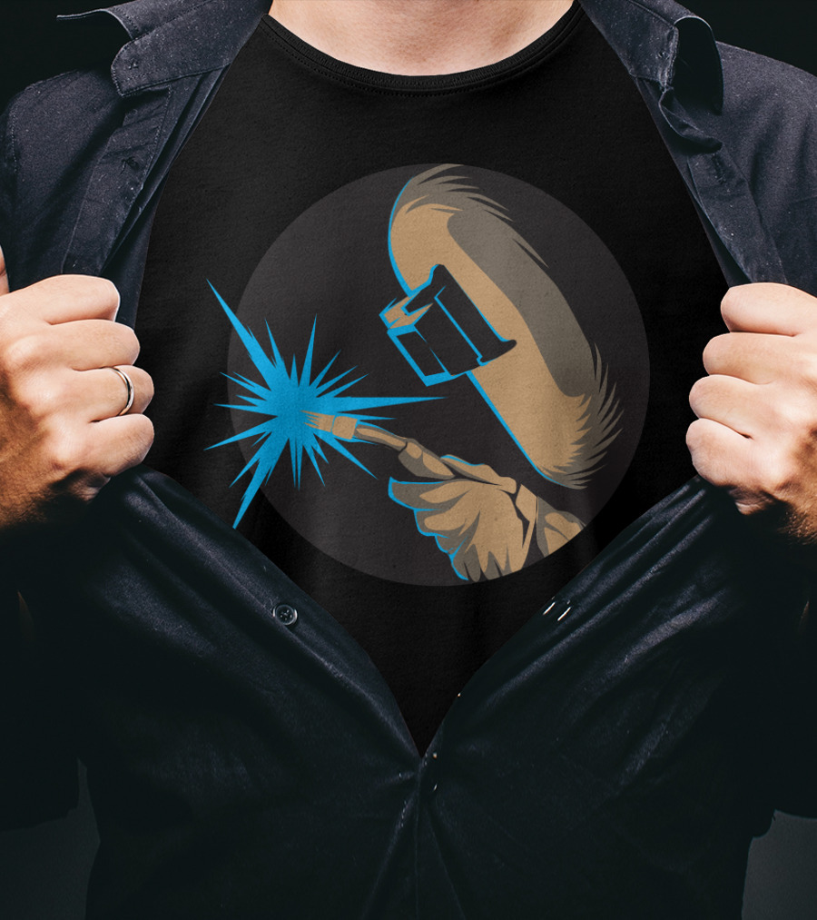 Metal Arc Welder Spark With Helmet And Glove Welding Engineer T-Shirt