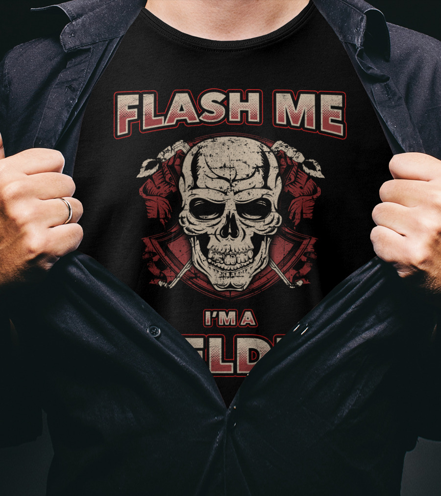 Flash Me I'm A Welder Skull With Wrenches T-Shirt
