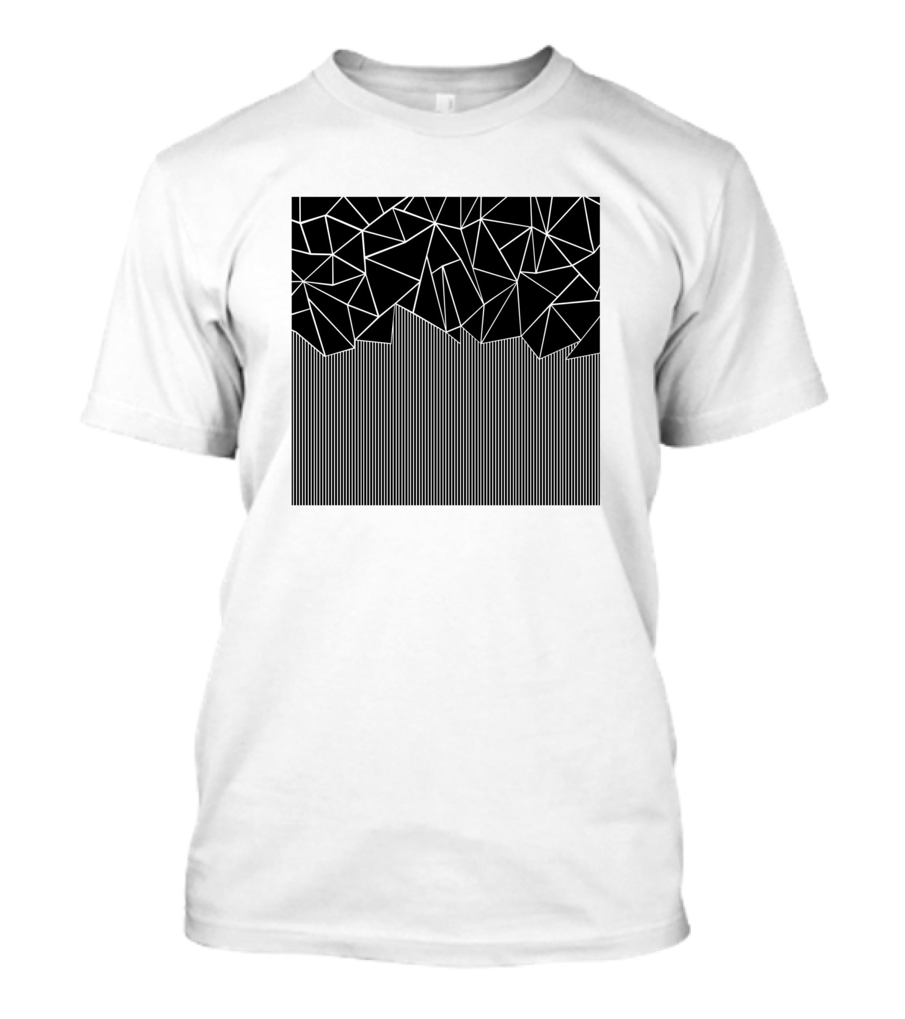 Ab Lines Down Black Geometric Abstract T-Shirt