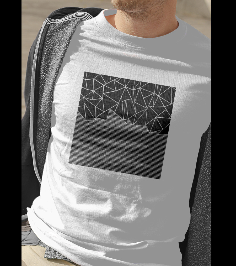 Ab Lines Down Black Geometric Abstract T-Shirt