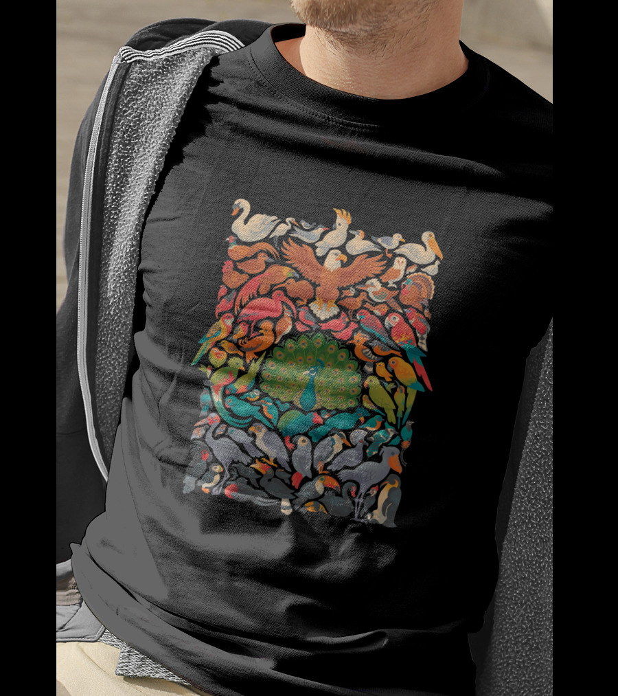 Aerial Spectrum 1716566 Colorful Birds And Peacock Majestic T-Shirt