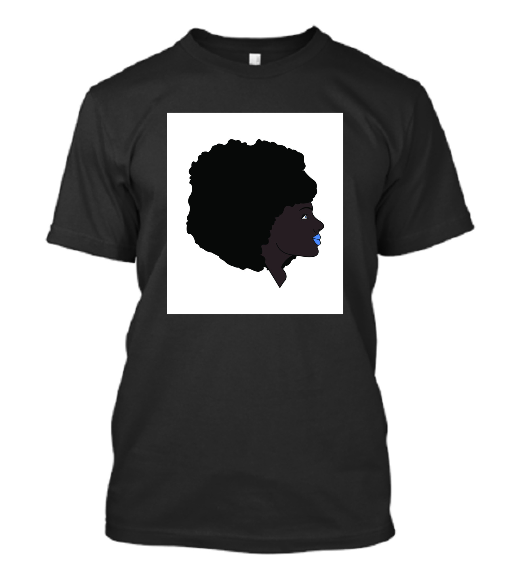 Afro Girl Silhouette With Blue Lips 751942 T-Shirt