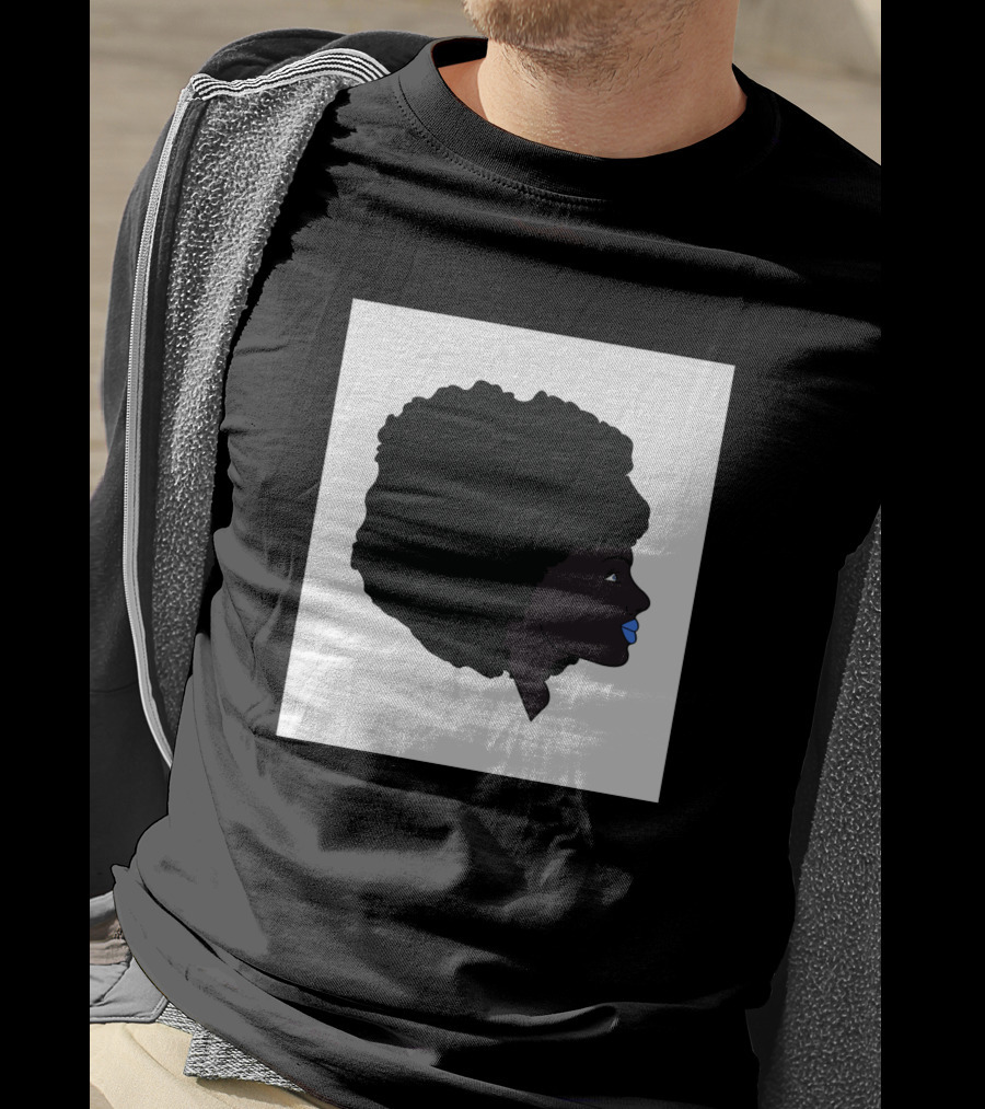 Afro Girl Silhouette With Blue Lips 751942 T-Shirt
