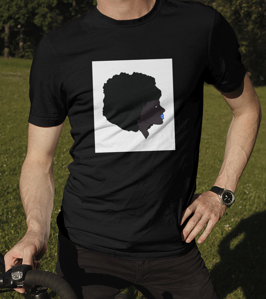 Afro Girl Silhouette With Blue Lips 751942 T-Shirt