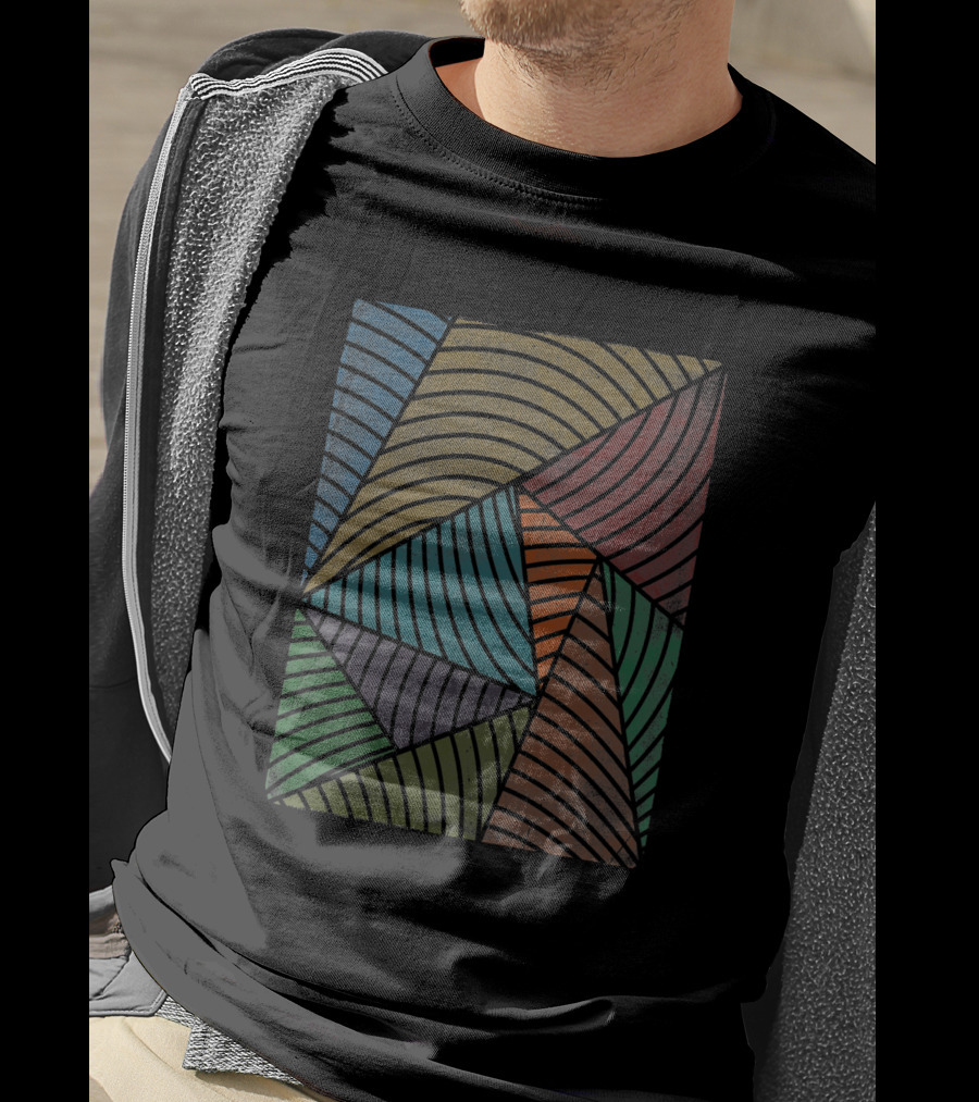 Algorithm 386 Geometric Abstract Multi-Color T-Shirt